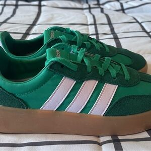 adidas Green Low-Top Sneakers with White Stripes
